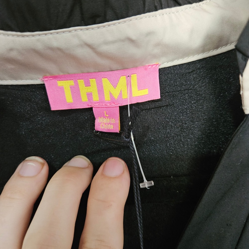 THML Black Mini Dress with Cream Collar - Picture 3 of 9